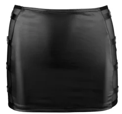 Minirock Wetlook mit Schnallen & Netzeinsätzen