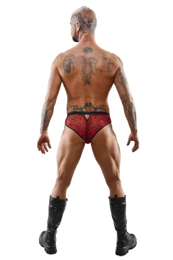 Netz Slip im Zebramuster im Ouvert Stil mit Lackeinsatz