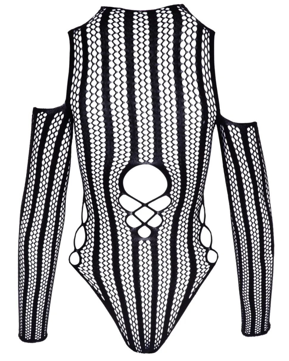 Netz Langarm-Body Ouvert