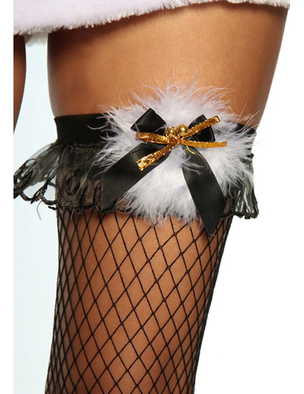 Netz-Stockings mit Plüsch