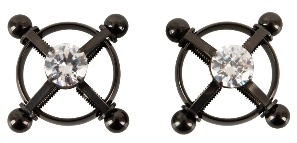 Nippelklemmen mit Schmuckstein und Justierschrauben