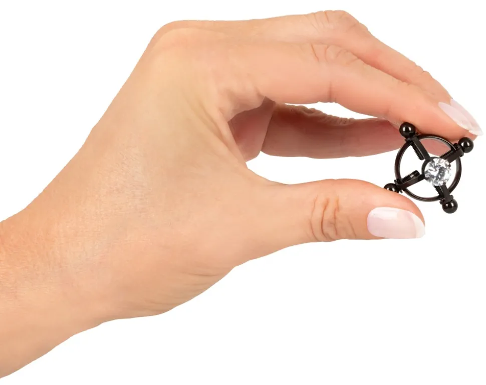 Nippelklemmen mit Schmuckstein und Justierschrauben