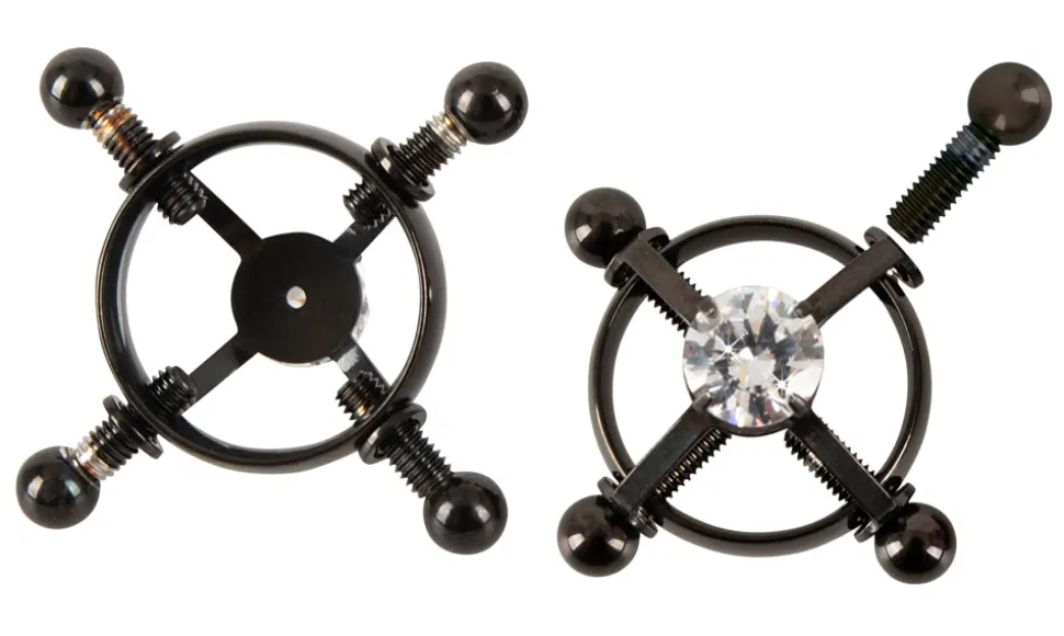 Nippelklemmen mit Schmuckstein und Justierschrauben