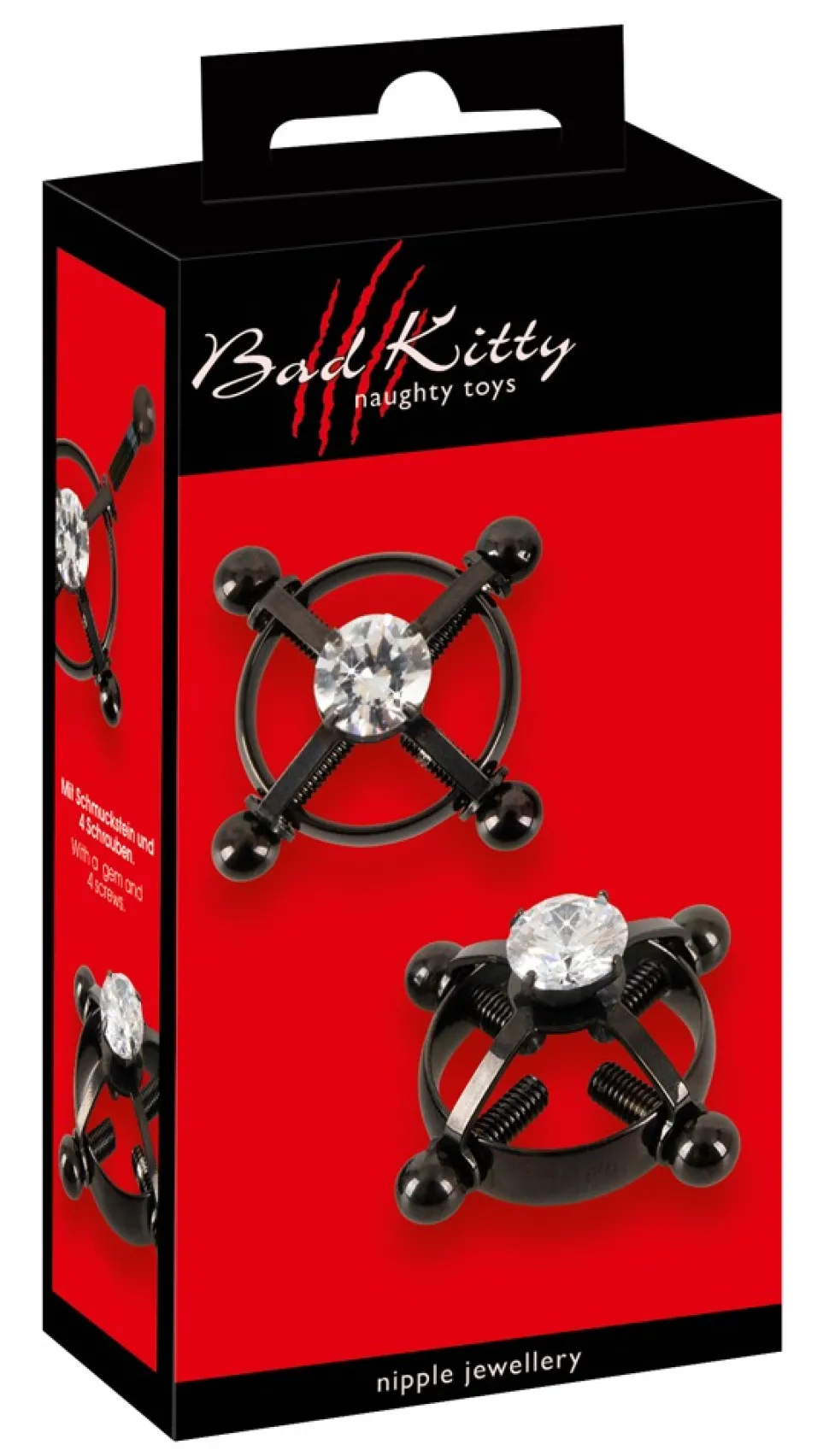 Nippelklemmen mit Schmuckstein und Justierschrauben