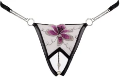 Ouvert-String mit Perlenkette Tüll Powernet