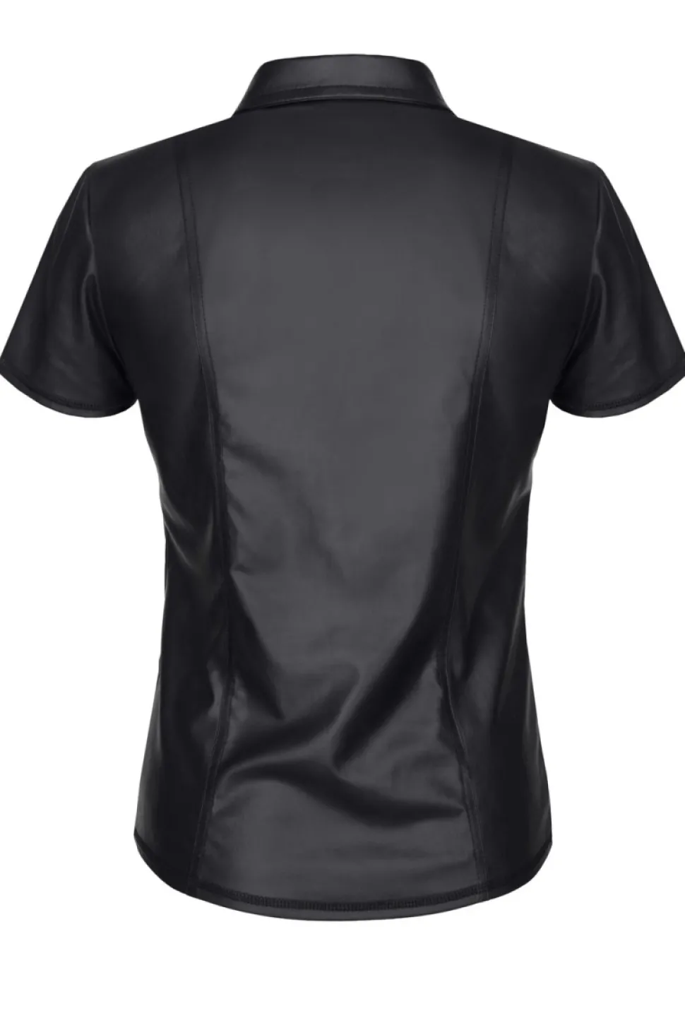 Polo Shirt aus dehnbarem Wetlook Kragen Ziernähte