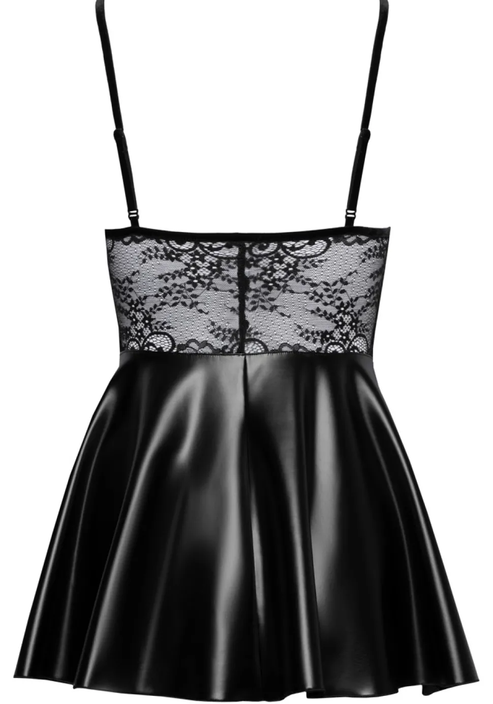 Powerwetlook Minikleid mit zarter Spitze