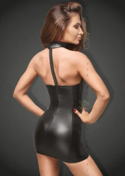 Powerwetlook Minikleid mit Ecoleather Cups F172 schwarz