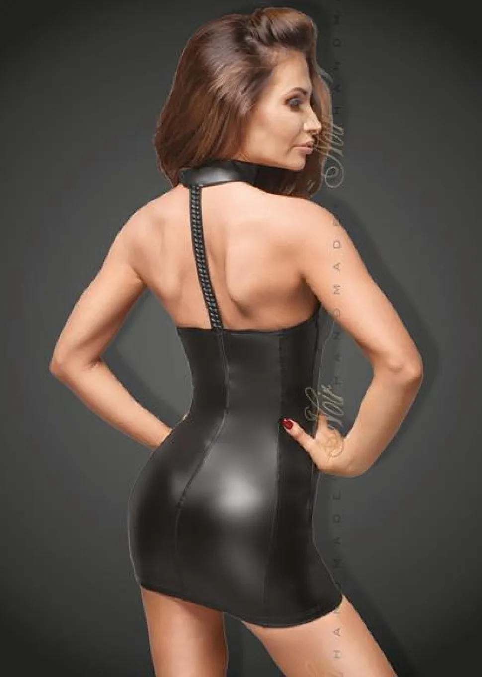 Powerwetlook Minikleid mit Ecoleather Cups F172 schwarz