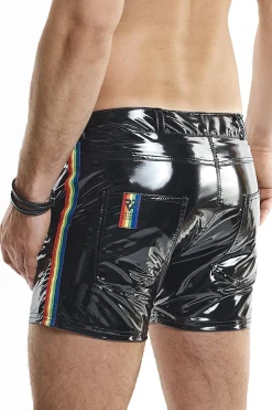 Rainbow Shorts aus glänzendem Material
