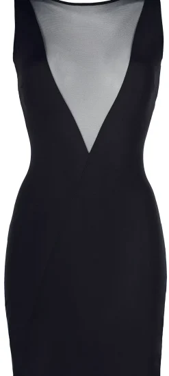 ärmelloses Minikleid mit transparentem Ausschnitt - Club-dress V-9209 black