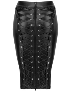 Rock aus Powerwetlook mit Reißverschluss