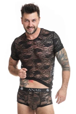 Romance T-Shirt aus Spitze in Schwarz