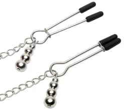 Satin Halsband mit Nippelklemmen silber