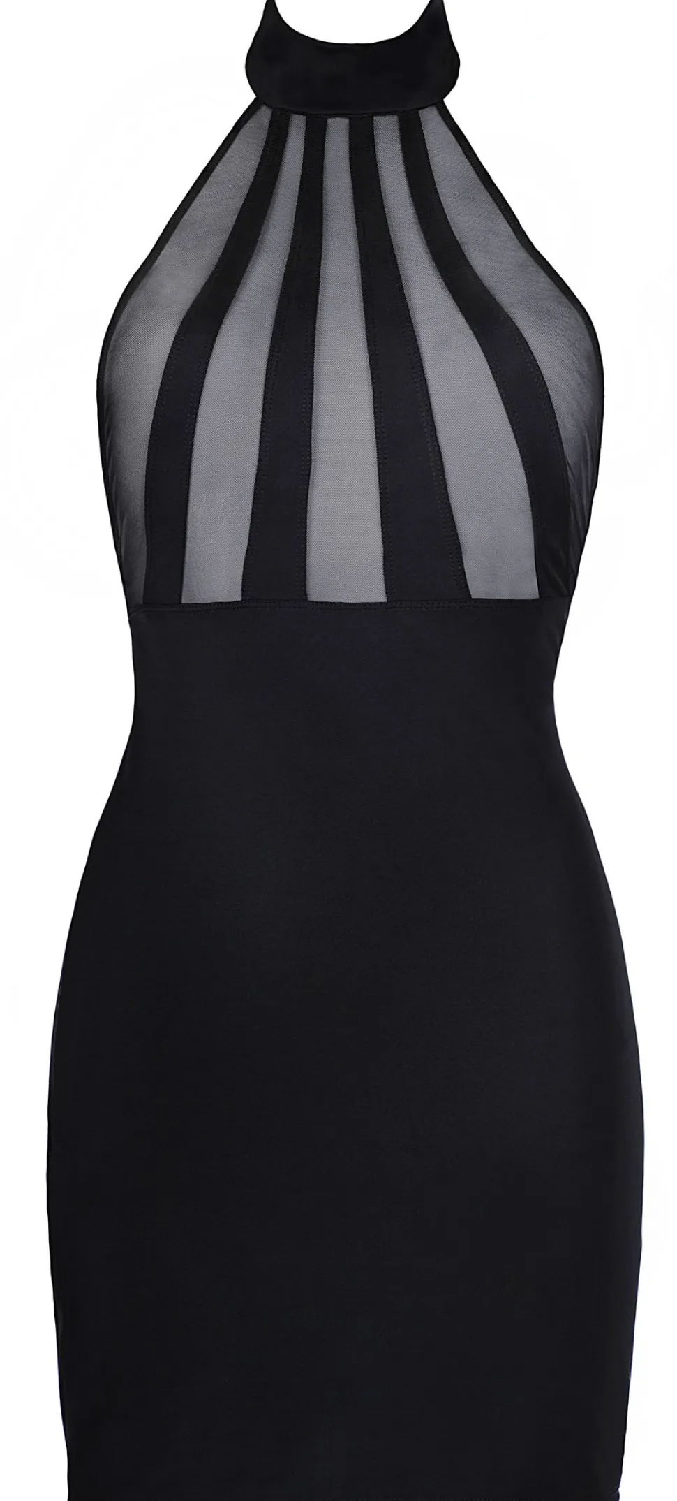 Schulterfreies Minikleid V-9149 schwarz