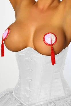 Selbstklebender Pailletten Nipple Patch mit Quaste, wiederverwendbar