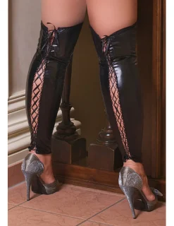 sexy Beinstulpen S/3045 aus Wetlook mit Schnürung schwarz