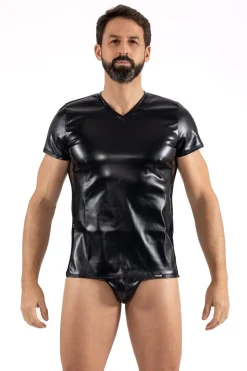 Shirt aus Kunstleder im Wetlook