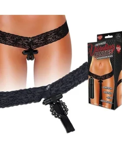 Slip Ouvert mit Stimulationsperlen & Vibrobullet – schwarz