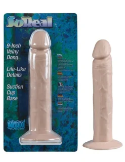 SO REAL 9' Veiny Dong with Suction Cup Base flesh