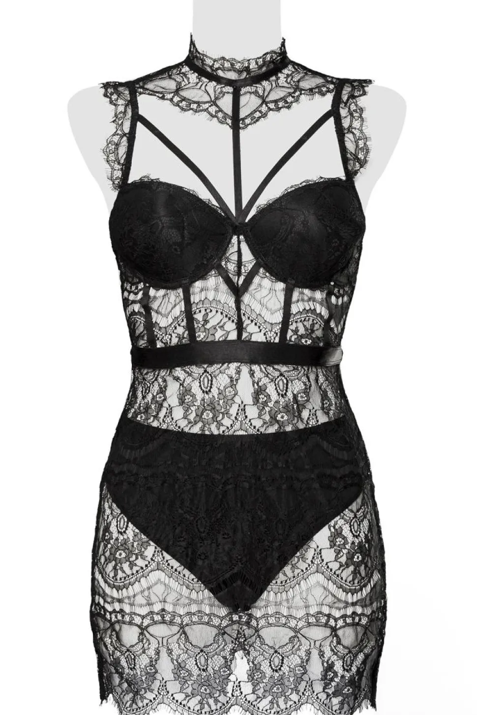 Spitzen Negligé schwarz 15310