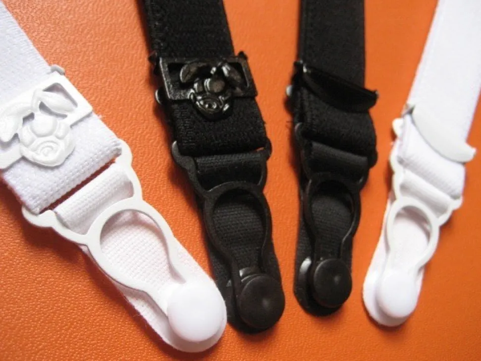 Strapshalter weiß schwarz - Strumpfhalter Korsetts Corsage