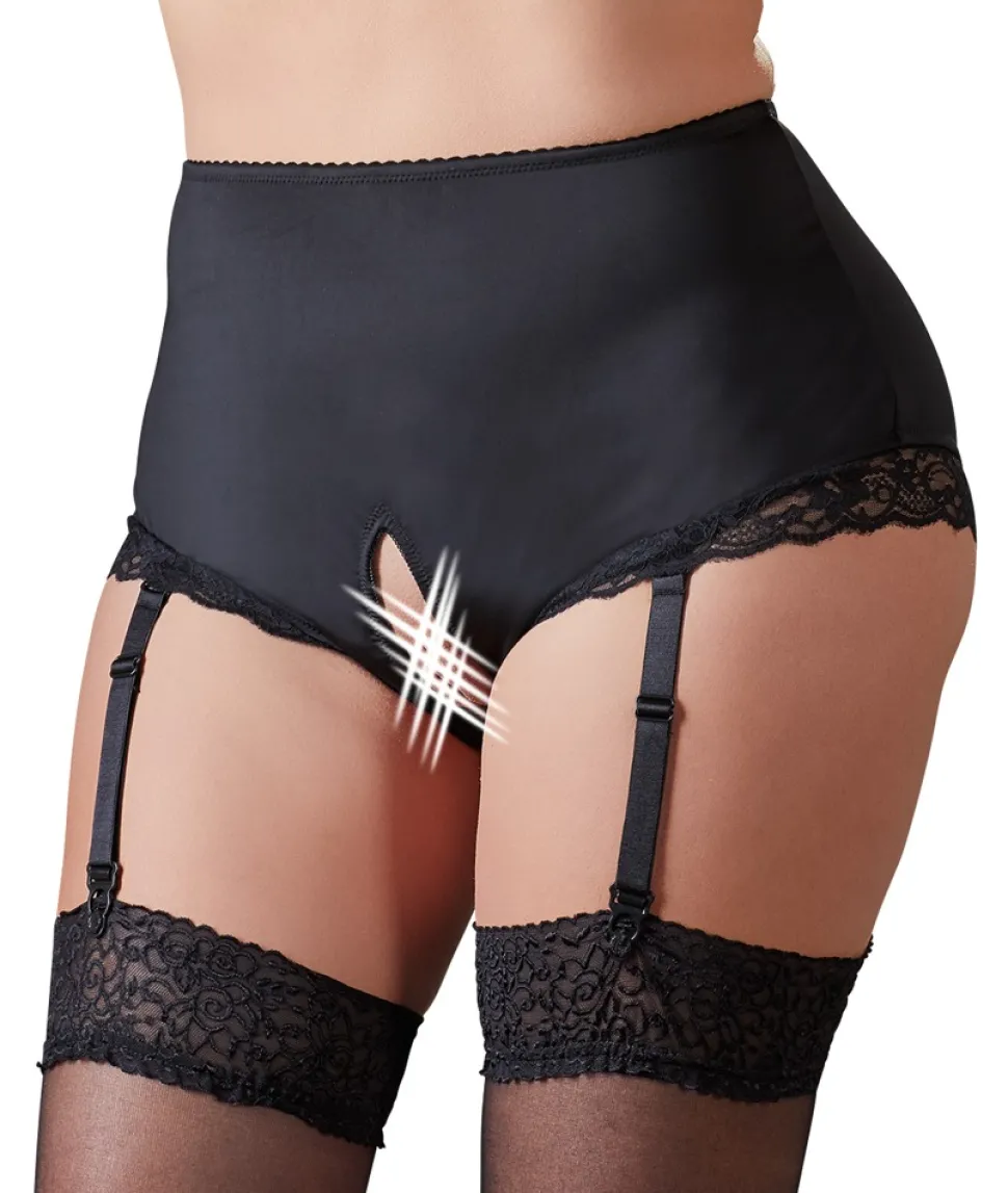 Strapsslip offen schwarz