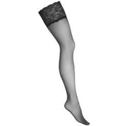 Strapsstrümpfe mit breitem Spitzenbund transparent und matt