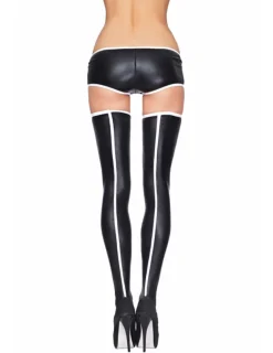 Straps-Strümpfe Mitu schwarz/weiß