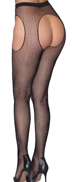 Straps-Strumpfhose mit Glitzersteine