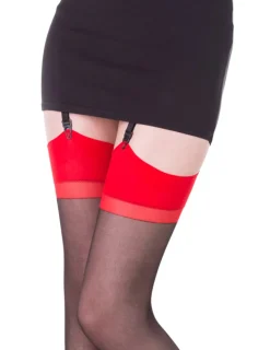 Strümpfe Tania schwarz/rot