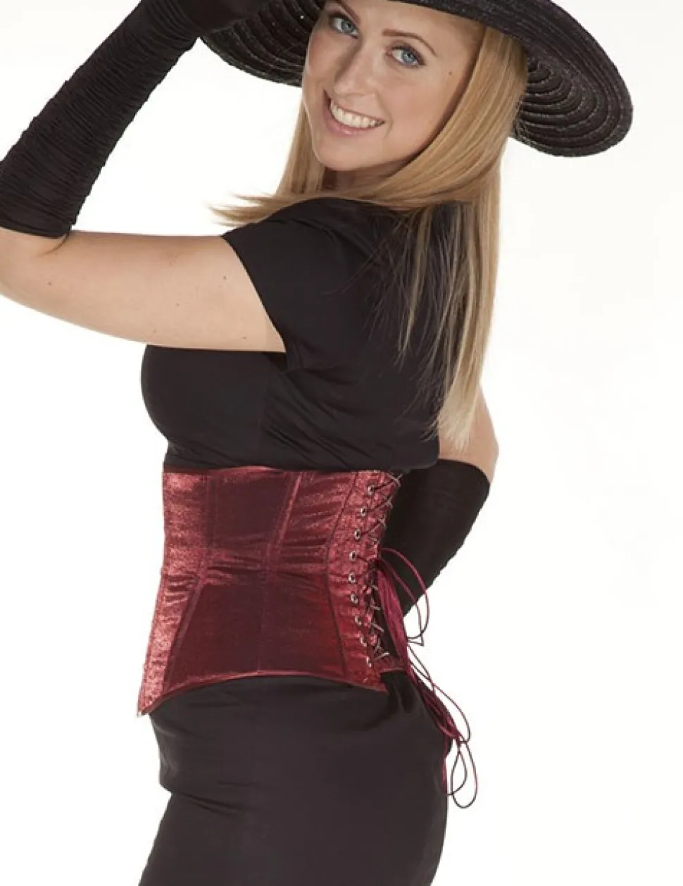 Taillen-Korsett Samt bordeaux