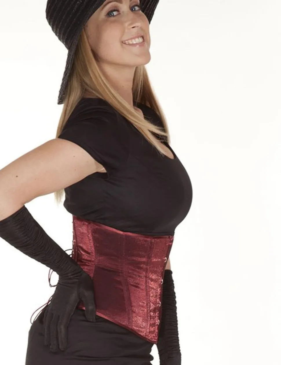 Taillen-Korsett Samt bordeaux