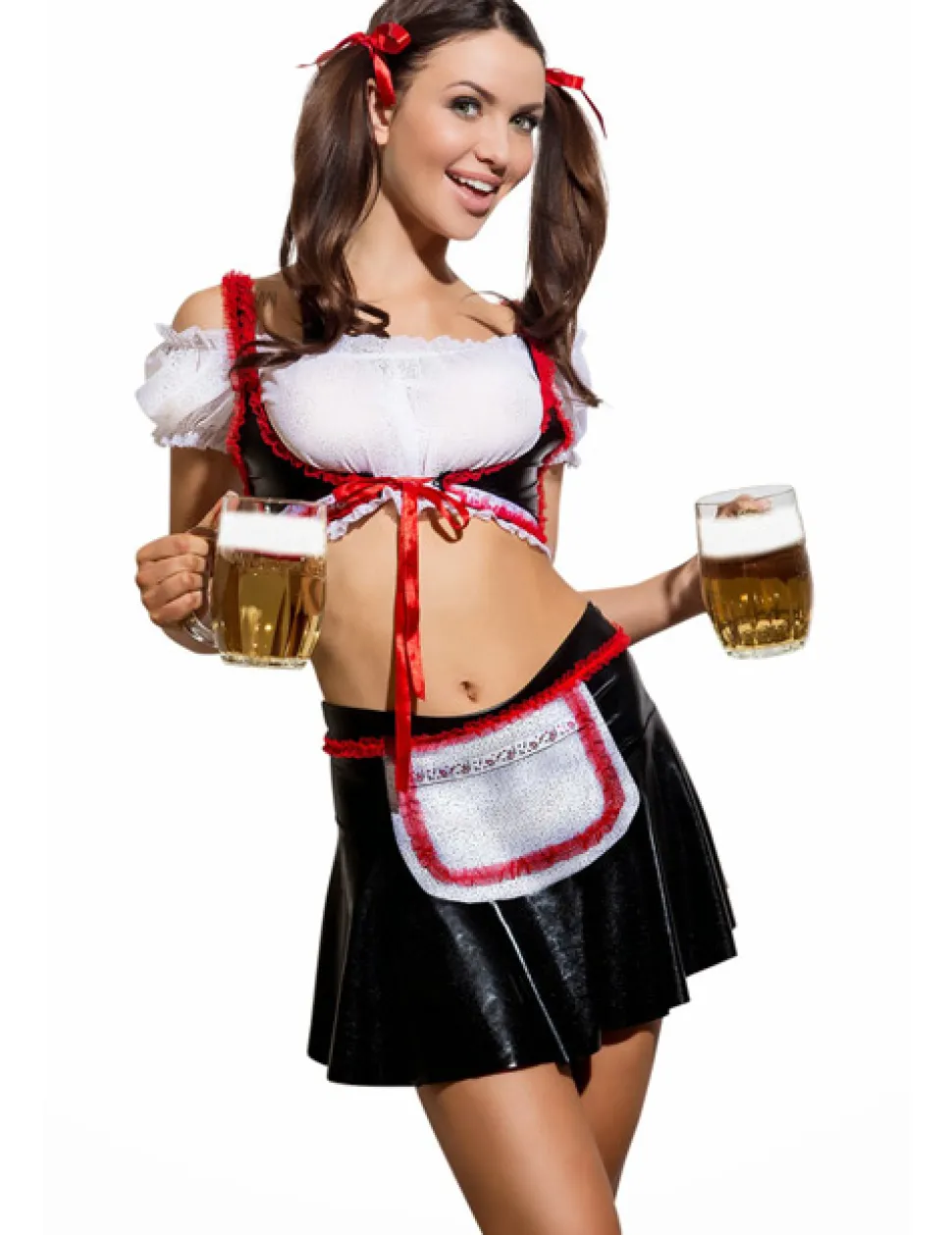 5teiliges Outfit Waitress Heidi schwarz/weiß