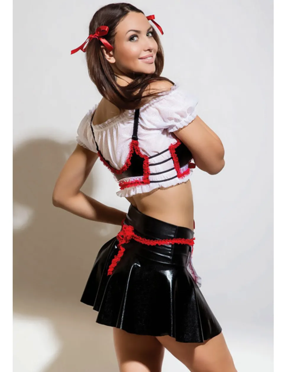 5teiliges Outfit Waitress Heidi schwarz/weiß