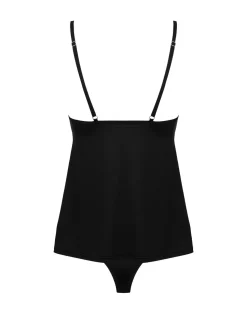 Top und Panties Set in schwarz mit Spitze