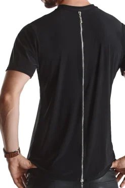 T-Shirt mit Reißverschluss in schwarz