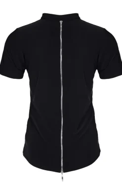 T-Shirt mit Reißverschluss in schwarz