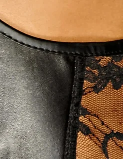 Unterbrust-Corsage aus zarter Floralspitze & EcoLeather