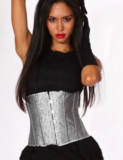 Unterbrust-Korsett Jacquard-Muster silber