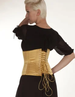 Unterbrust-Korsett Satin mit Swarowski-Elements gold