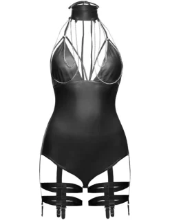 wetlook Body OUTRAGEOUS mit Strumpfband F109