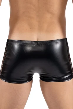 Wetlook Boxer aus Kunstleder mit Netzmaterial
