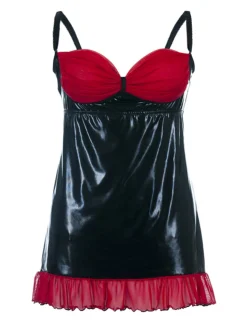 Wetlook Chemise SB/1011 schwarz/rot
