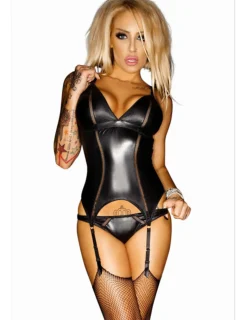 Wetlook Corsage Elvire Strapshemd Slip schwarz