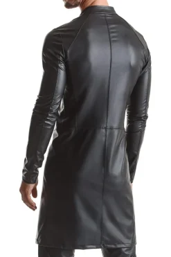 Wetlook Herren Mantel schwarz