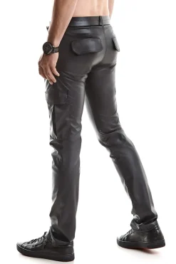 Wetlook Herren-Hose Slim-Fit Gürtelschnallen