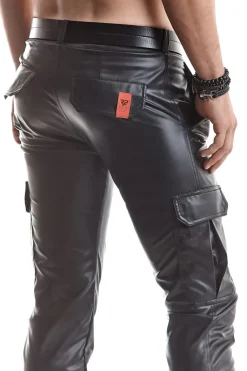 Wetlook Herren-Hose Slim-Fit Gürtelschnallen