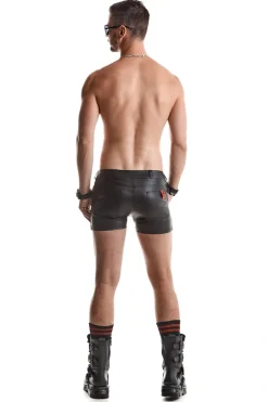 Wetlook Herren-Shorts Slim-Fit Gürtelschnallen