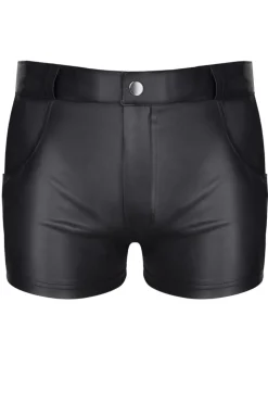 Wetlook Herren-Shorts Slim-Fit Gürtelschnallen